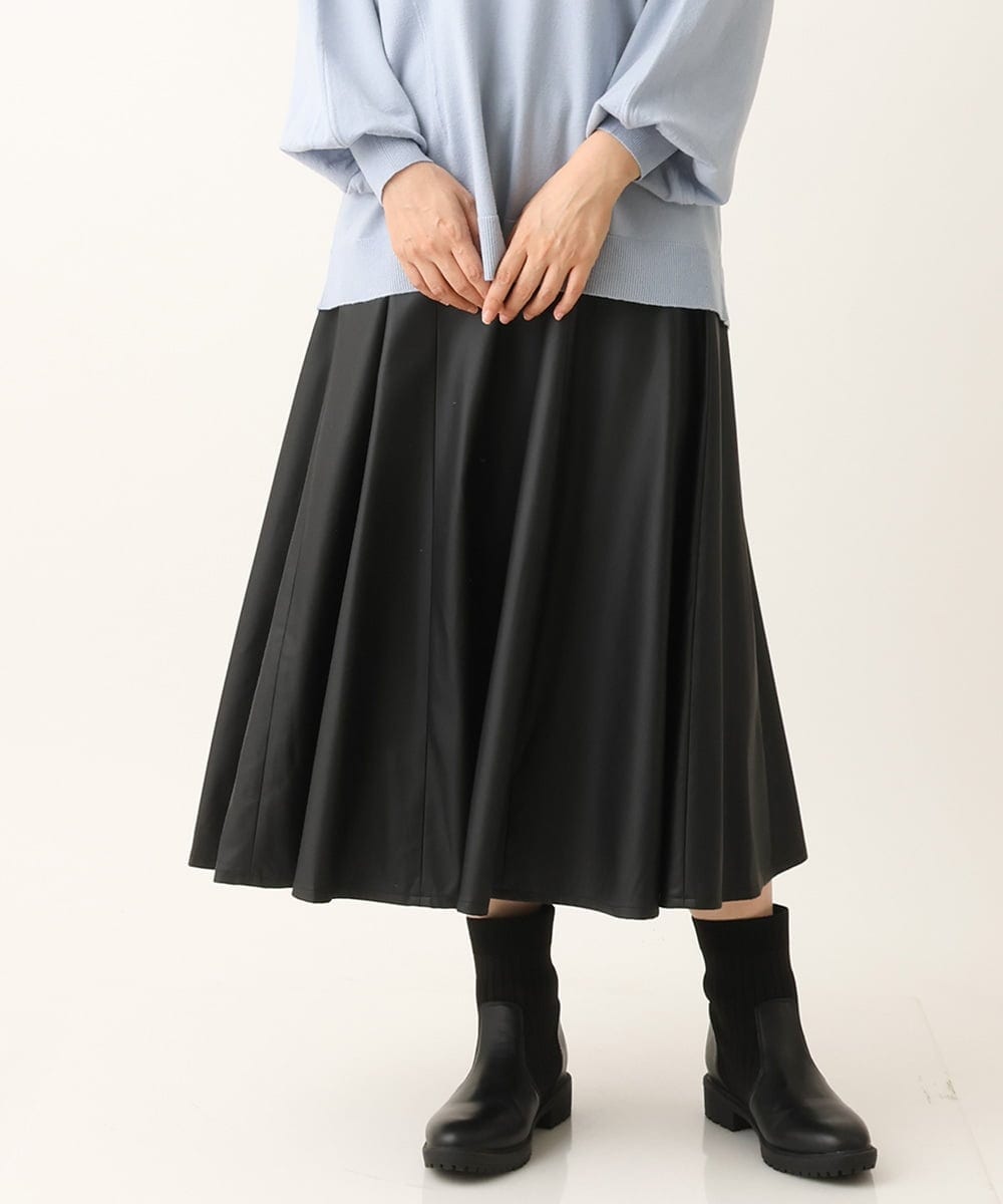 OLHLS08129 eur3(エウルキューブ) 【大きいサイズ】フェイクレザーフレアスカート ブラック(94)