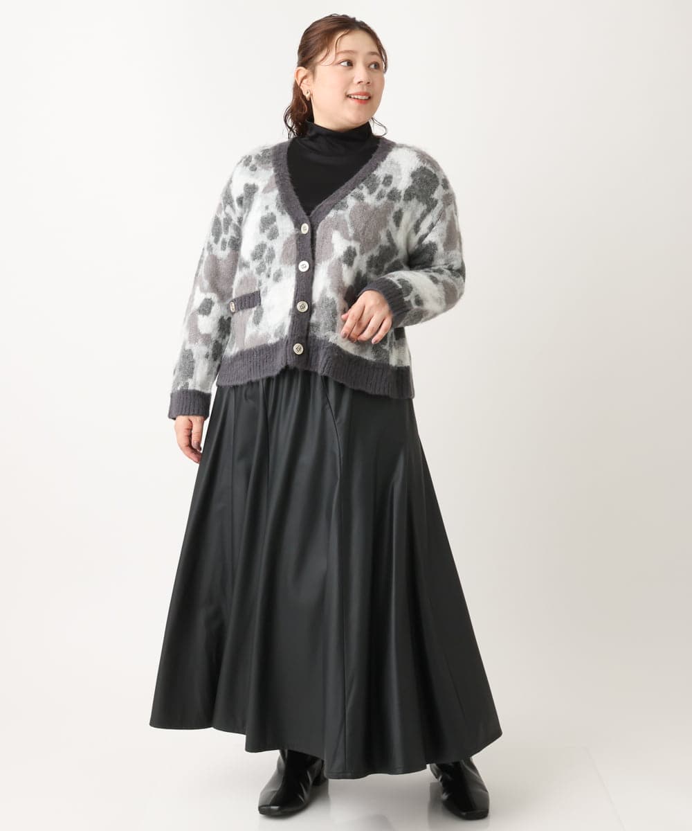 OLHLS08129 eur3(エウルキューブ) 【大きいサイズ】フェイクレザーフレアスカート ブラック(94)