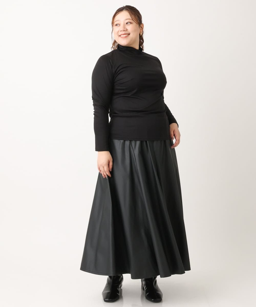 OLHLS08129 eur3(エウルキューブ) 【大きいサイズ】フェイクレザーフレアスカート ブラック(94)