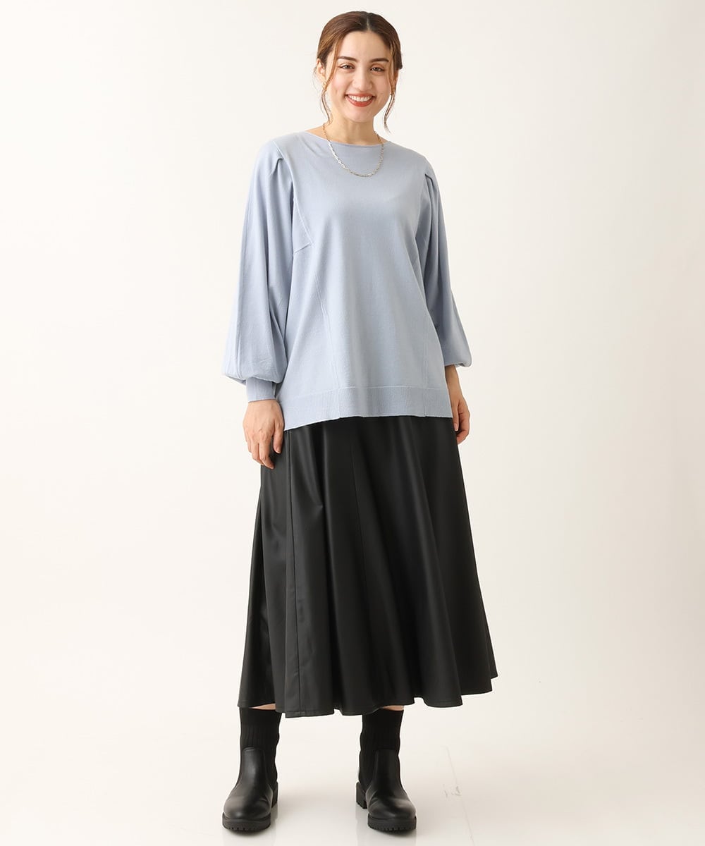 OLHLS08129 eur3(エウルキューブ) 【大きいサイズ】フェイクレザーフレアスカート ブラック(94)