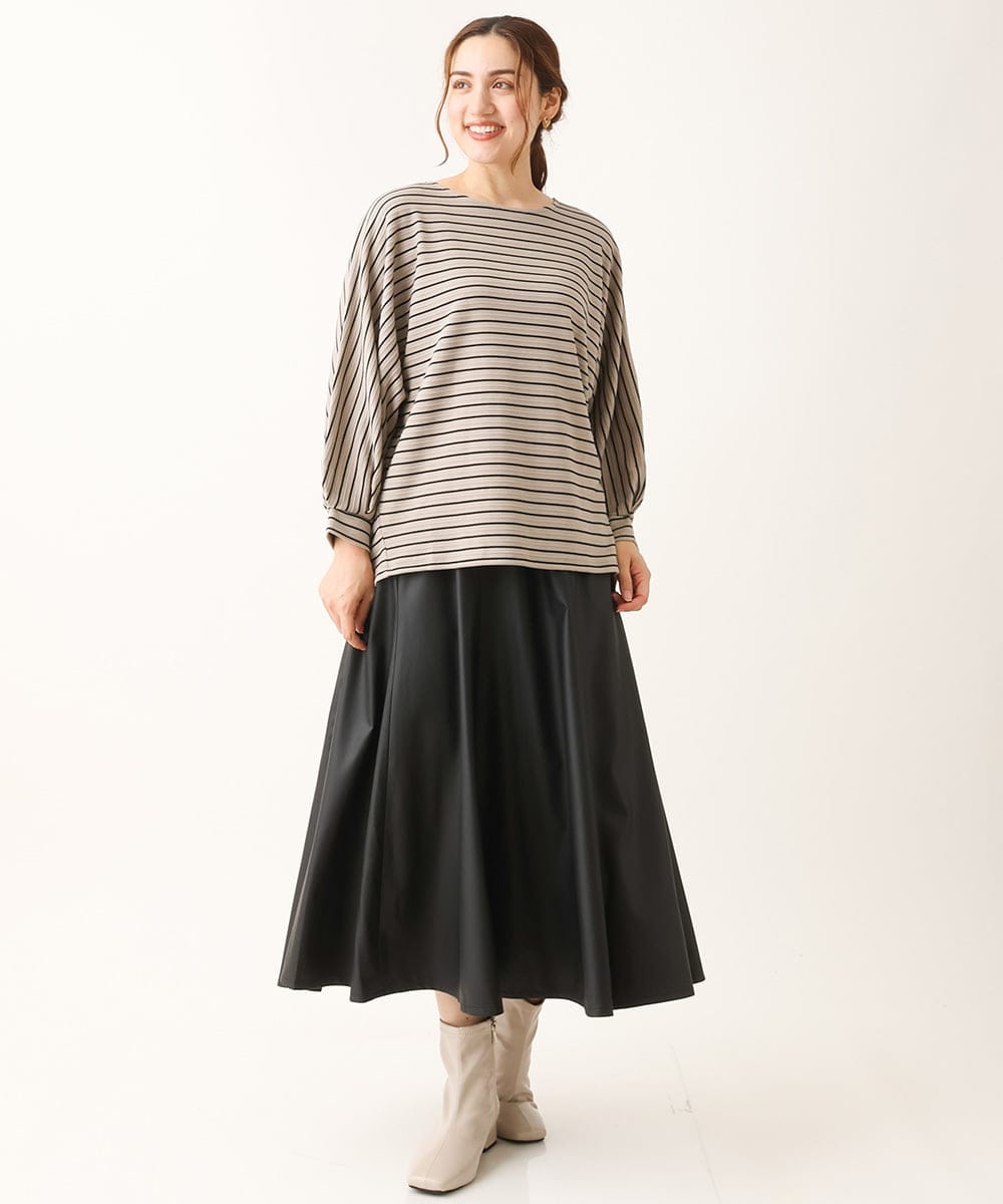 OLHLS08129 eur3(エウルキューブ) 【大きいサイズ】フェイクレザーフレアスカート ブラック(94)
