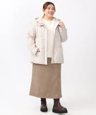 OLJAA02269 eur3(エウルキューブ) 【大きいサイズ】フーディーダウンジャケット グレージュ(89)