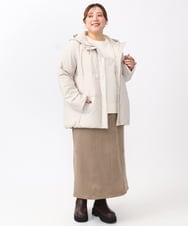 OLJAA02269 eur3(エウルキューブ) 【大きいサイズ】フーディーダウンジャケット グレージュ(89)