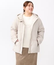 OLJAA02269 eur3(エウルキューブ) 【大きいサイズ】フーディーダウンジャケット グレージュ(89)