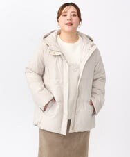 OLJAA02269 eur3(エウルキューブ) 【大きいサイズ】フーディーダウンジャケット グレージュ(89)