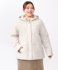 OLJAA02269 eur3(エウルキューブ) 【大きいサイズ】フーディーダウンジャケット グレージュ(89)