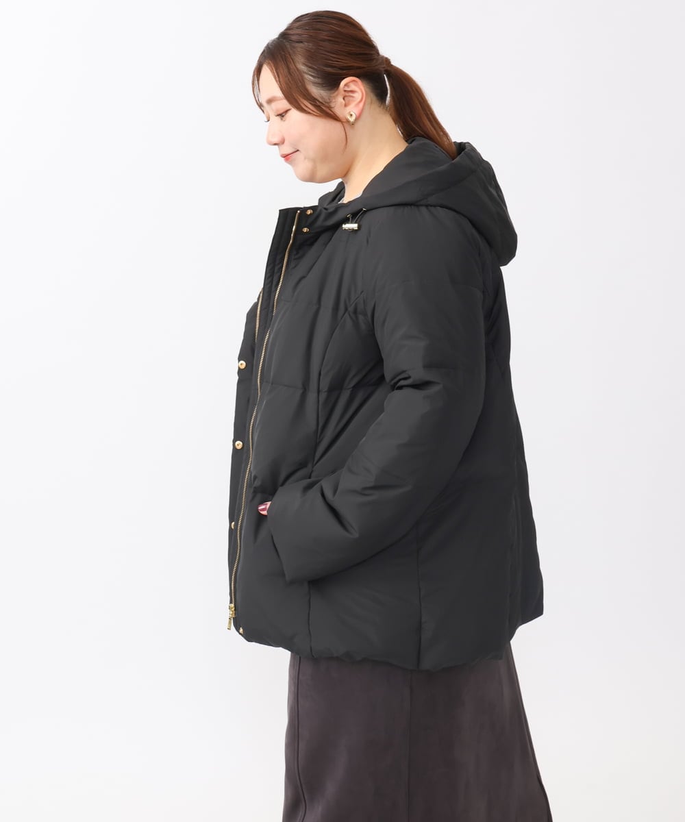 OLJAA02269 eur3(エウルキューブ) 【大きいサイズ】フーディーダウンジャケット ブラック(94)