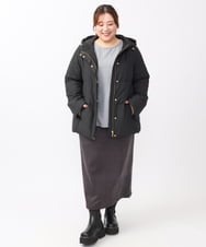 OLJAA02269 eur3(エウルキューブ) 【大きいサイズ】フーディーダウンジャケット ブラック(94)