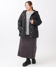 OLJAA02269 eur3(エウルキューブ) 【大きいサイズ】フーディーダウンジャケット ブラック(94)