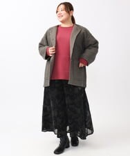 OLJAA09139 eur3(エウルキューブ) 【大きいサイズ】ループブークレリバーシブルコート ダークグレー(93)