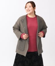 OLJAA09139 eur3(エウルキューブ) 【大きいサイズ】ループブークレリバーシブルコート ダークグレー(93)
