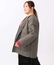 OLJAA09139 eur3(エウルキューブ) 【大きいサイズ】ループブークレリバーシブルコート ダークグレー(93)