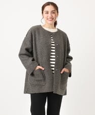OLJAA09139 eur3(エウルキューブ) 【大きいサイズ】ループブークレリバーシブルコート ダークグレー(93)