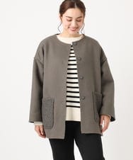 OLJAA09139 eur3(エウルキューブ) 【大きいサイズ】ループブークレリバーシブルコート ダークグレー(93)