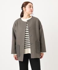 OLJAA09139 eur3(エウルキューブ) 【大きいサイズ】ループブークレリバーシブルコート ダークグレー(93)