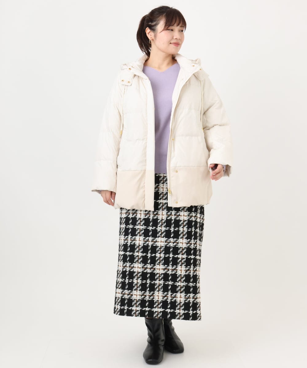 OLJAD03299 eur3(エウルキューブ) 【大きいサイズ】異素材ショートダウンジャケット アイボリー(80)
