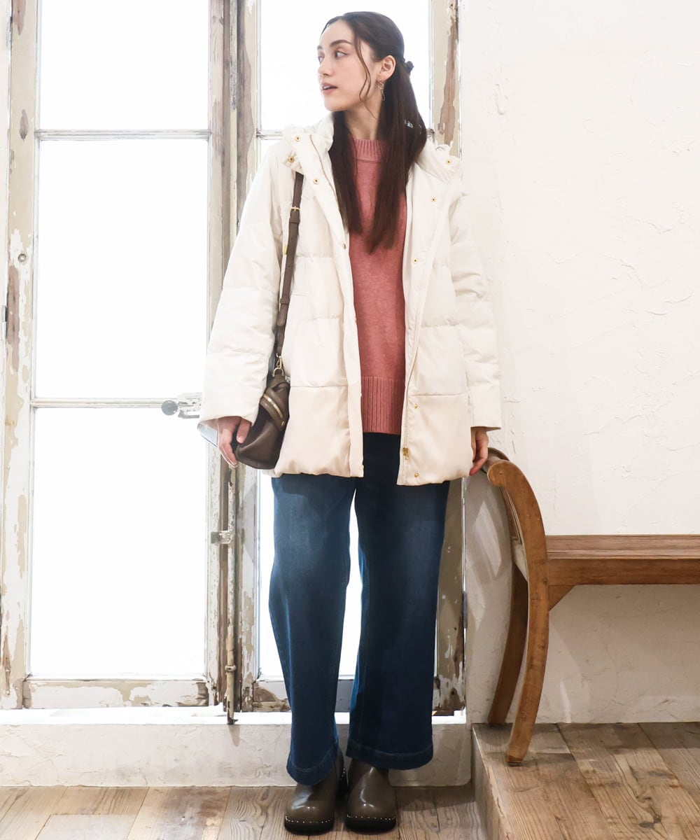 OLJAD03299 eur3(エウルキューブ) 【大きいサイズ】異素材ショートダウンジャケット アイボリー(80)