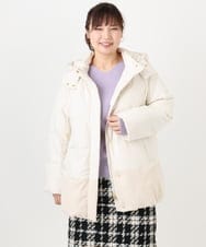 OLJAD03299 eur3(エウルキューブ) 【大きいサイズ】異素材ショートダウンジャケット アイボリー(80)