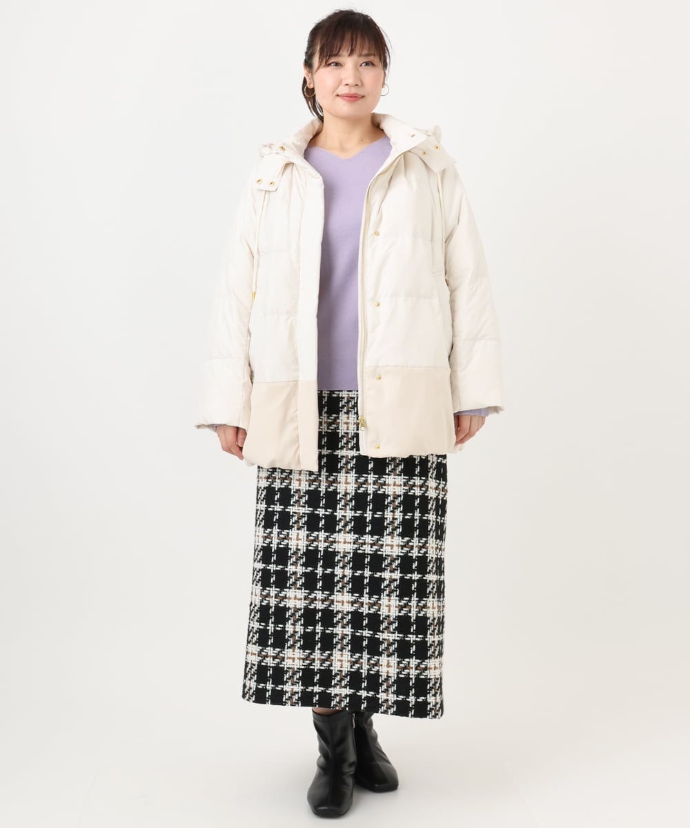 OLJAD03299 eur3(エウルキューブ) 【大きいサイズ】異素材ショートダウンジャケット アイボリー(80)
