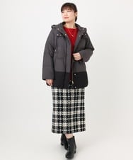 OLJAD03299 eur3(エウルキューブ) 【大きいサイズ】異素材ショートダウンジャケット ダークグレー(93)