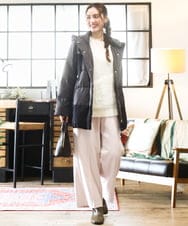 OLJAD03299 eur3(エウルキューブ) 【大きいサイズ】異素材ショートダウンジャケット ダークグレー(93)