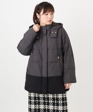 OLJAD03299 eur3(エウルキューブ) 【大きいサイズ】異素材ショートダウンジャケット ダークグレー(93)