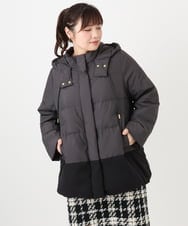 OLJAD03299 eur3(エウルキューブ) 【大きいサイズ】異素材ショートダウンジャケット ダークグレー(93)