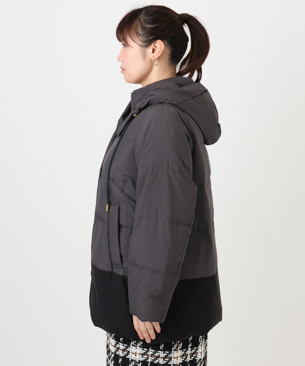 OLJAD03299 eur3(エウルキューブ) 【大きいサイズ】異素材ショートダウンジャケット ダークグレー(93)