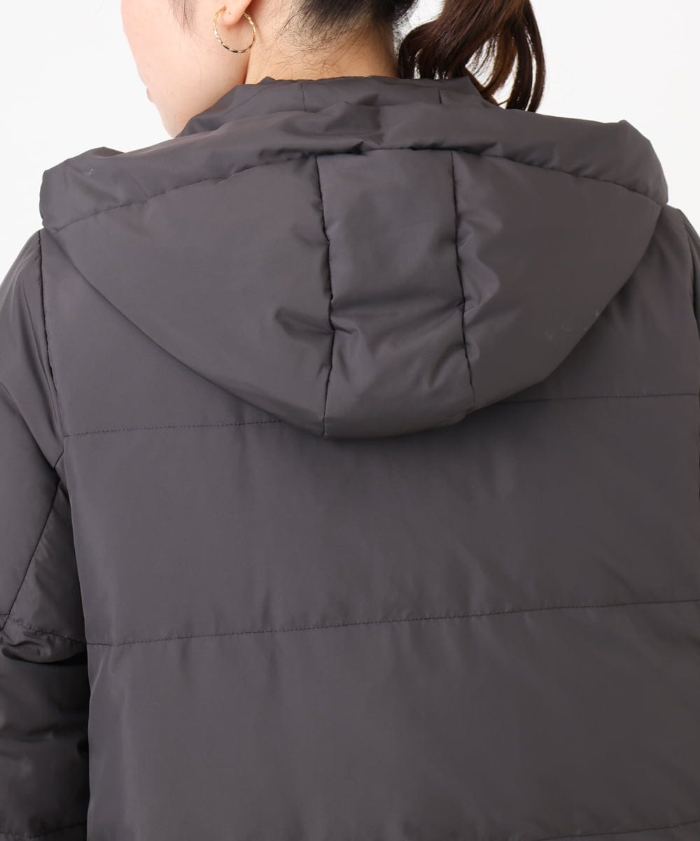 OLJAD03299 eur3(エウルキューブ) 【大きいサイズ】異素材ショートダウンジャケット ダークグレー(93)