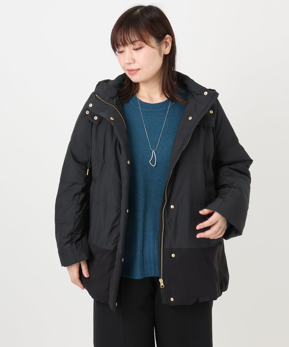 OLJAD03299 eur3(エウルキューブ) 【大きいサイズ】異素材ショートダウンジャケット ブラック(94)
