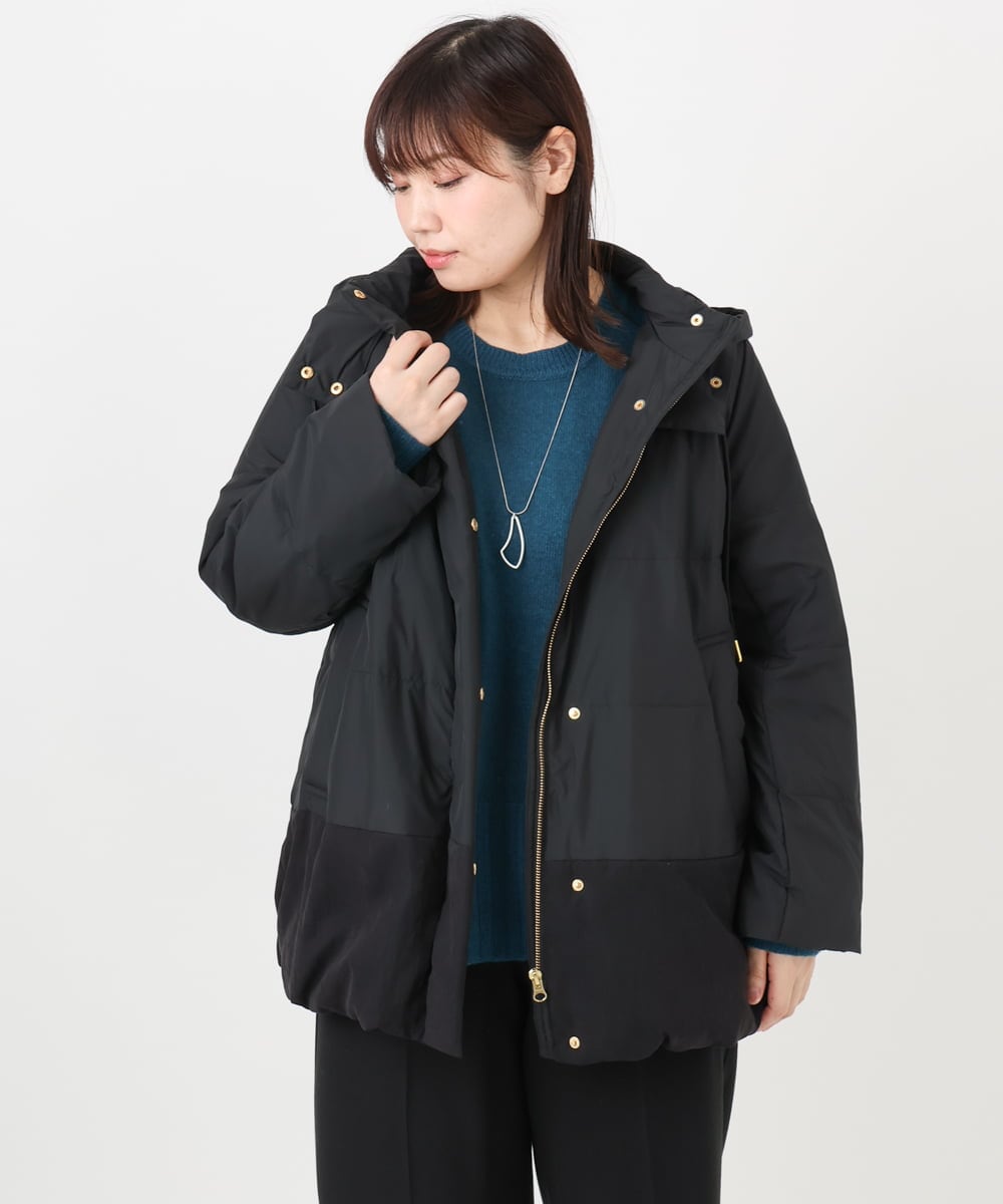 OLJAD03299 eur3(エウルキューブ) 【大きいサイズ】異素材ショートダウンジャケット ブラック(94)