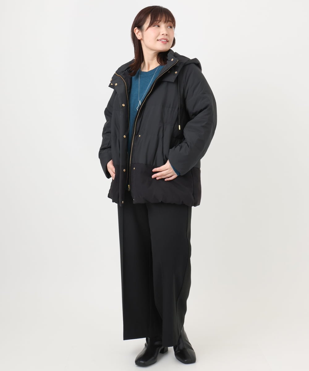 OLJAD03299 eur3(エウルキューブ) 【大きいサイズ】異素材ショートダウンジャケット ブラック(94)