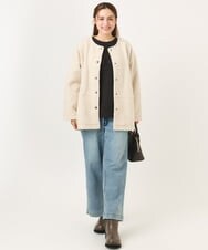OLJAD09149 eur3(エウルキューブ) 【大きいサイズ】ブークレノーカラージャケット アイボリー(80)