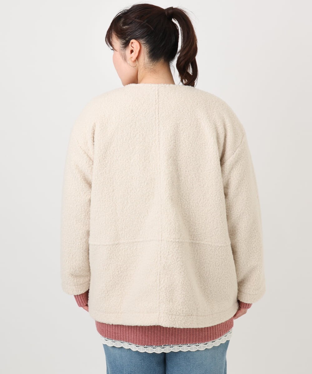 OLJAD09149 eur3(エウルキューブ) 【大きいサイズ】ブークレノーカラージャケット アイボリー(80)
