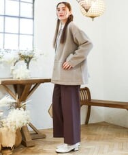 OLJAD09149 eur3(エウルキューブ) 【大きいサイズ】ブークレノーカラージャケット モカ(84)