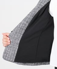 OLJBD10239 eur3(エウルキューブ) 【大きいサイズ】ノーカラーツイードジャケット ダークグレー(93)
