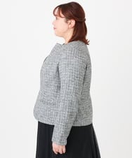 OLJBD10239 eur3(エウルキューブ) 【大きいサイズ】ノーカラーツイードジャケット ダークグレー(93)
