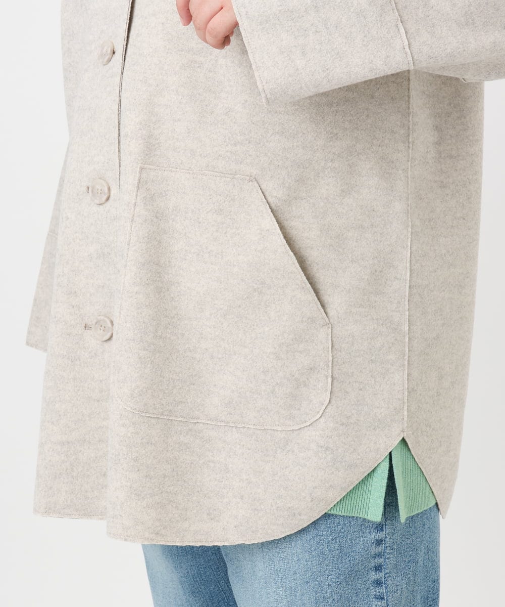 OLJBD90159 eur3(エウルキューブ) 【大きいサイズ】ウールライクノーカラージャケット ベージュ(82)