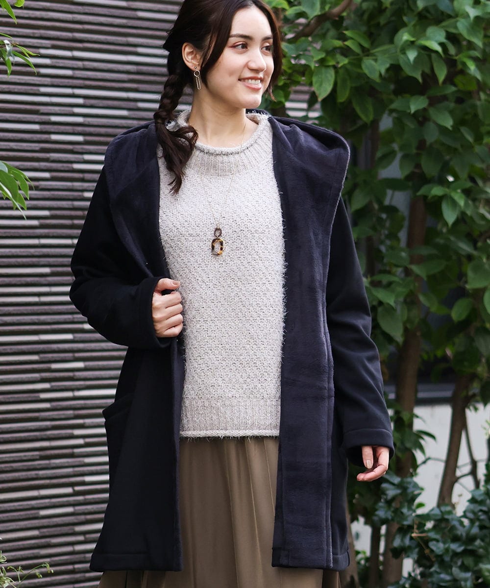 OLJBV03159 eur3(エウルキューブ) 【大きいサイズ】フーディー裏ボアアウター ブラック(94)