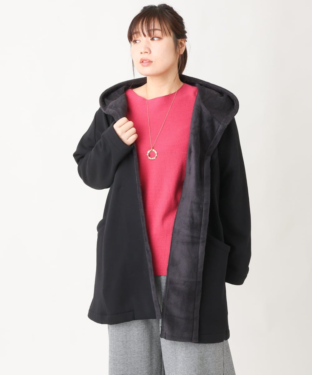 OLJBV03159 eur3(エウルキューブ) 【大きいサイズ】フーディー裏ボアアウター ブラック(94)