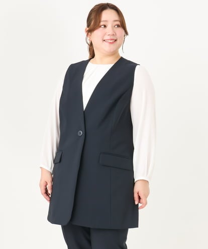 OLJDA02159 eur3 【大きいサイズ/セットアップ対応】WクロスストレッチVネックジレ