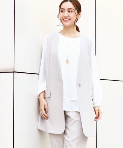 OLJDA02159 eur3 【大きいサイズ/セットアップ対応】WクロスストレッチVネックジレ