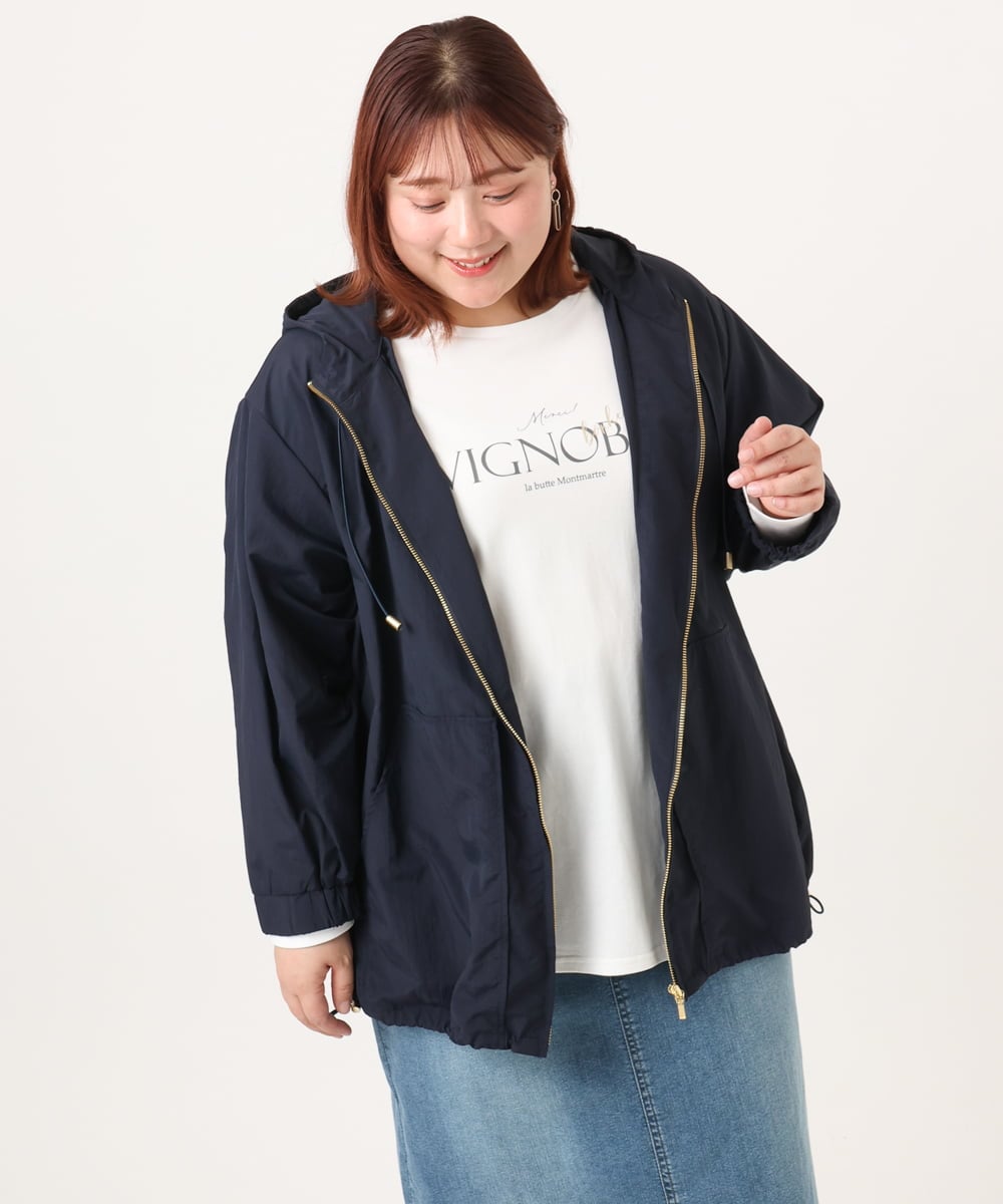 OLJDD03169 eur3(エウルキューブ) 【大きいサイズ/撥水/花粉ガード】マウンテンパーカー ネイビー