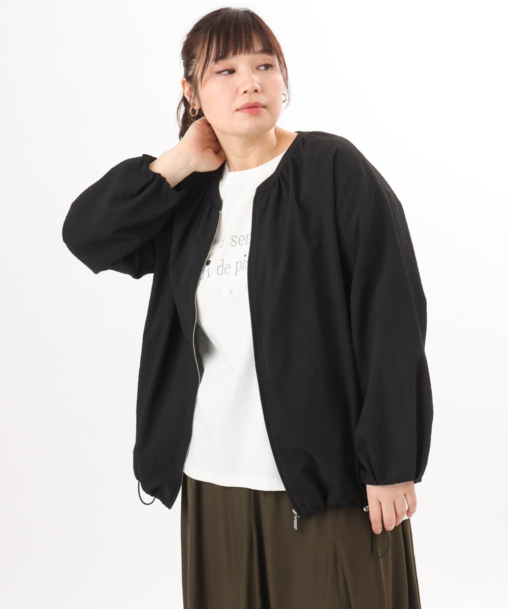 OLJED08169 eur3(エウルキューブ) 【大きいサイズ】ポコポコブルゾン ブラック