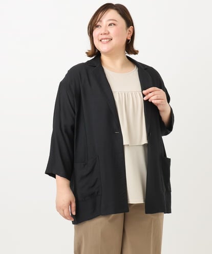 OLJFA08159 eur3 【大きいサイズ】シアーテーラードジャケット