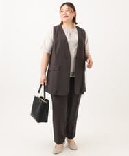 OLJGA09149 eur3(エウルキューブ) 【大きいサイズ/接触冷感】カノコVネックジレ ダークグレー(93)