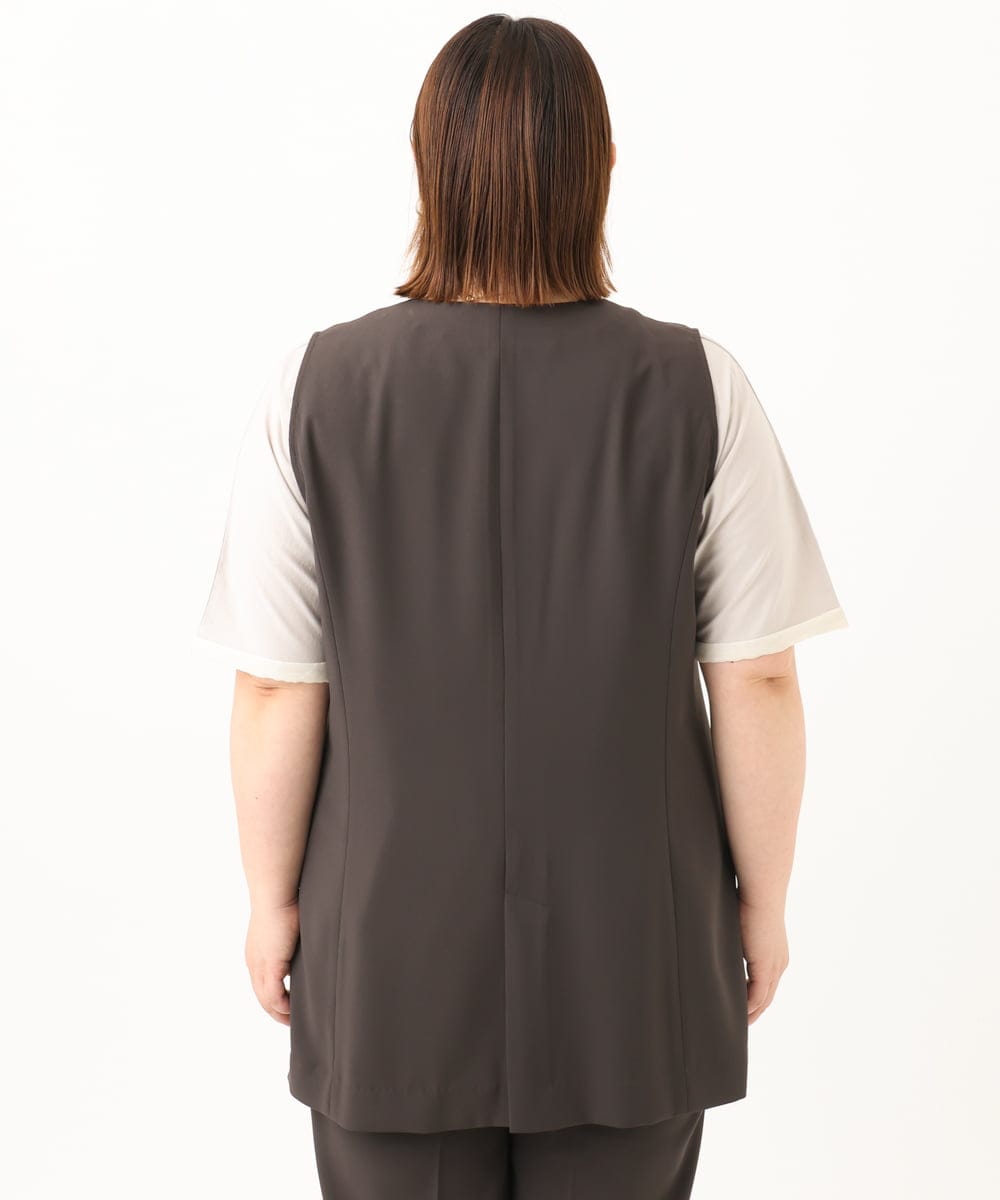 OLJGA09149 eur3(エウルキューブ) 【大きいサイズ/接触冷感】カノコVネックジレ ダークグレー(93)