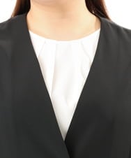 OLJGD04149 eur3(エウルキューブ) 【大きいサイズ/機能素材】洗えるカノコVネックジレ ブラック