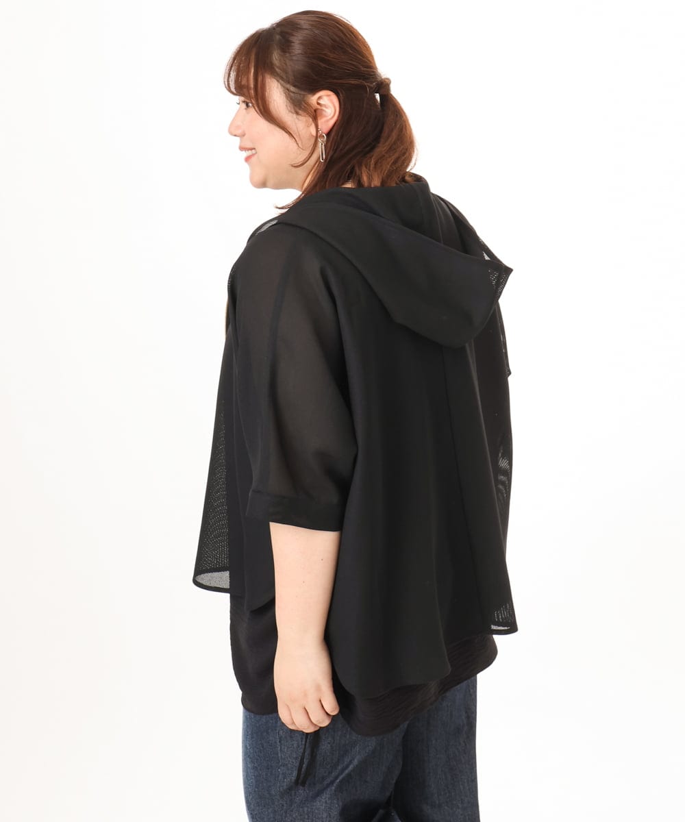 OLJGD12119 eur3(エウルキューブ) 【大きいサイズ】メッシュフーディ―ジャケット ブラック