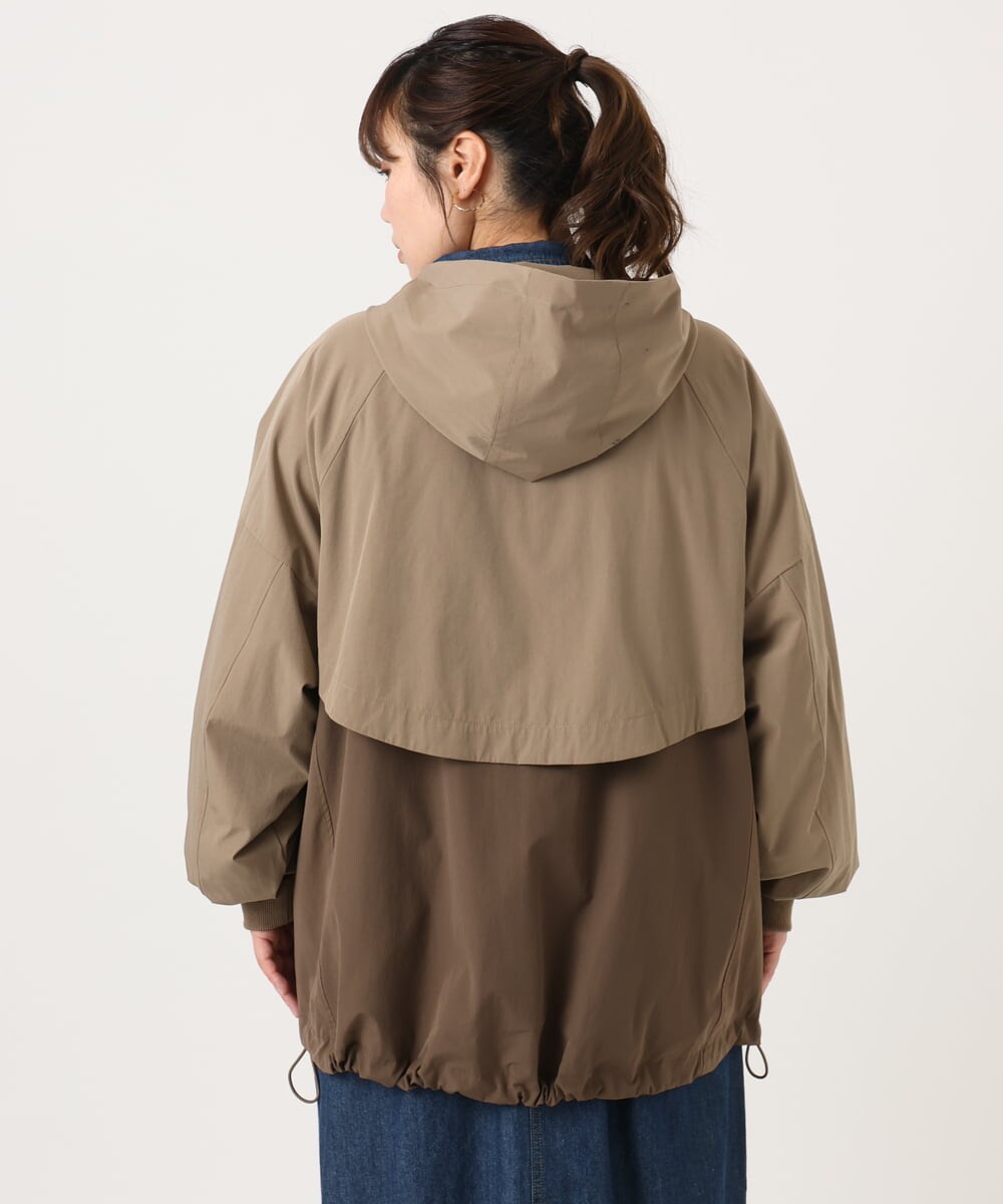 OLJKA01189 eur3(エウルキューブ) 【大きいサイズ】バイカラーフーディーブルゾン ベージュ(82)